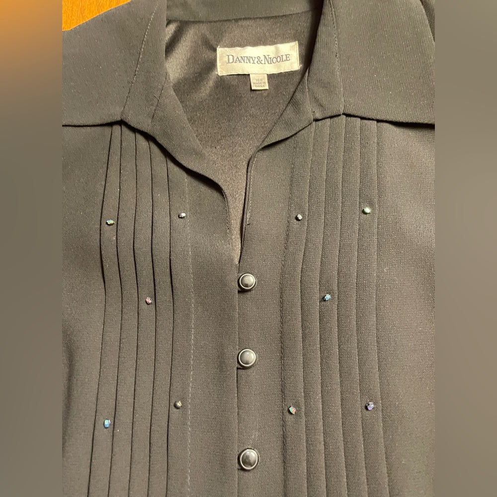 DANNY & NICOLE BLACK BEADED 16W SKIRT SUIT - Picture 6 of 10